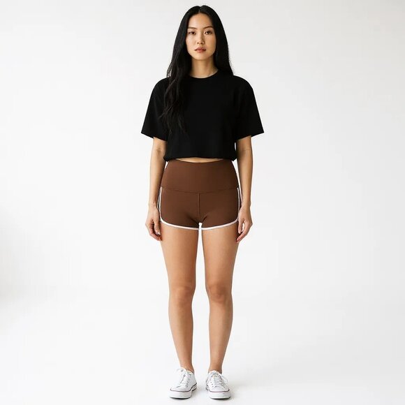 NEW Free People Movement Island Time Active Shorts Brown Size Small Retro 70s - Picture 1 of 11